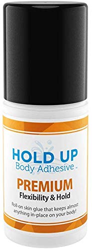 Hold Up Body Adhesive Premium, Roll-On Applicator Mask Glue, Glue for Compression Socks,Stockings,Costumes,Clothing - Sweat Resistant - 2 oz. Bottle